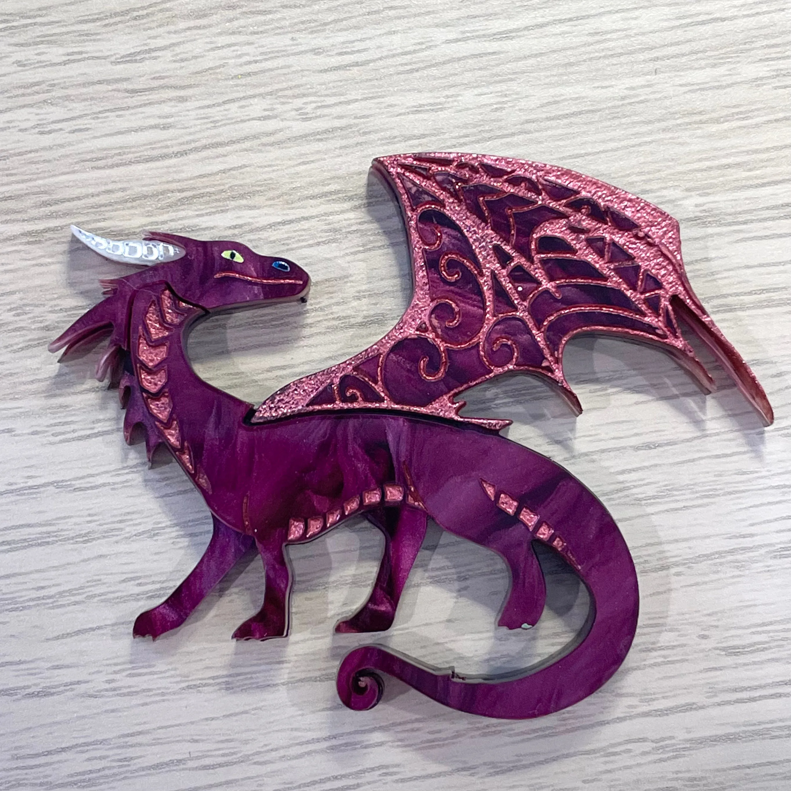 Maroon Dragon - Brooch - Set of 2