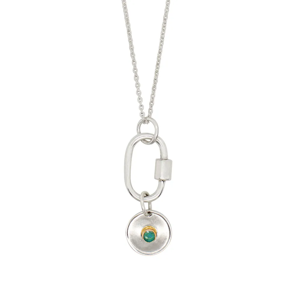 May Birthstone Carabiner Necklace - Emerald