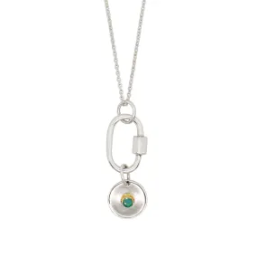 May Birthstone Carabiner Necklace - Emerald