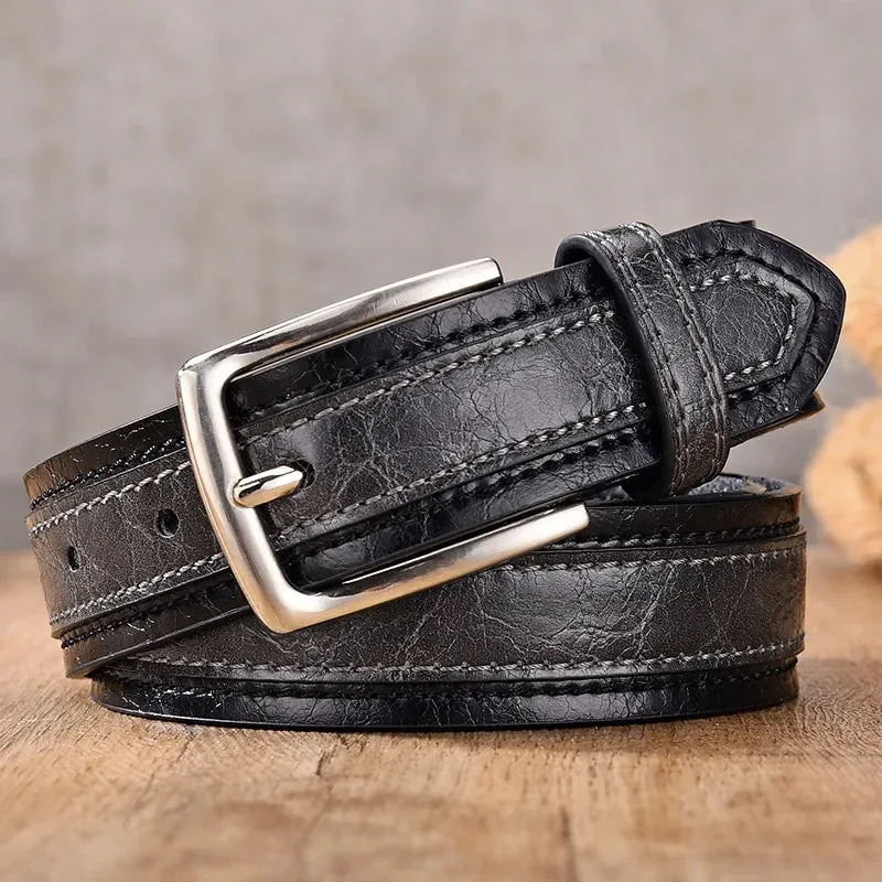 Men Leather Belt For Jeans Luxury Strap Western Designer Male Waist Trouser Belts Fashion Classic Vintage Pin Buckle