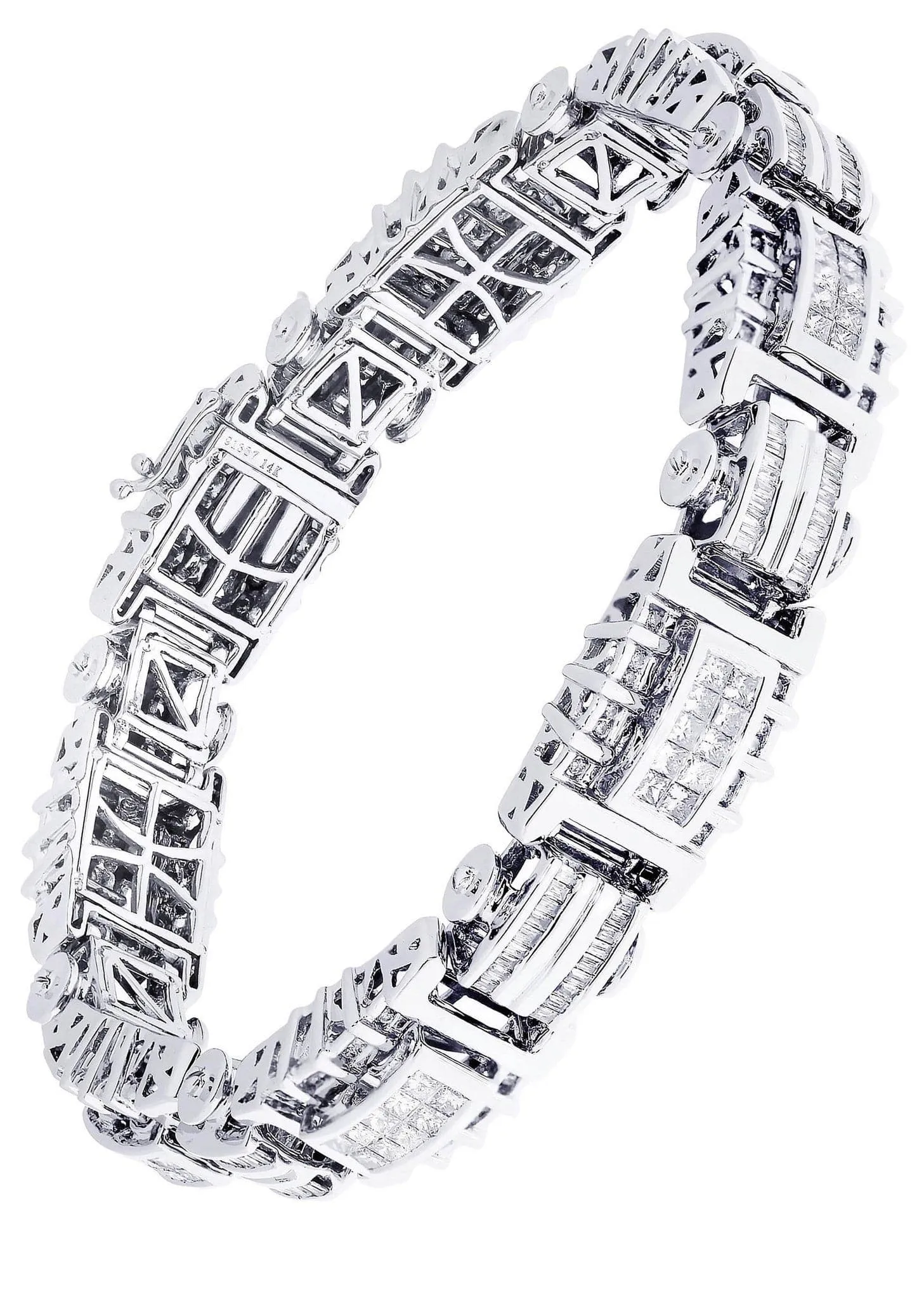Mens Diamond Bracelet White Gold| 5.66 Carats| 54.41 Grams
