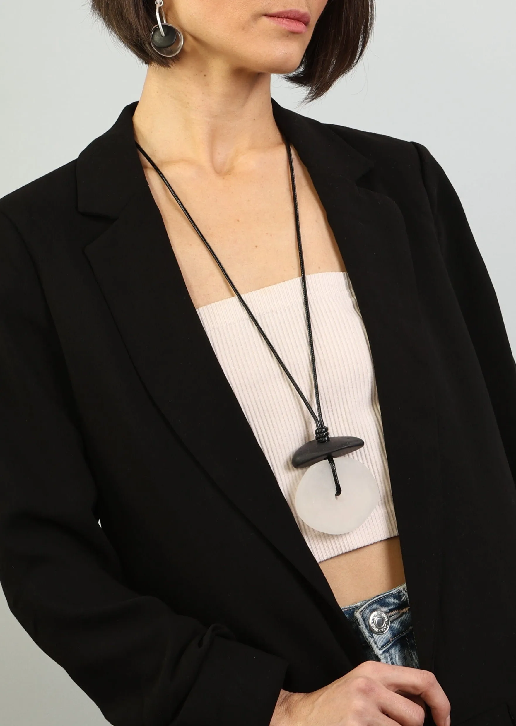 Merx - Frosted Stone Drop Pendant Necklace