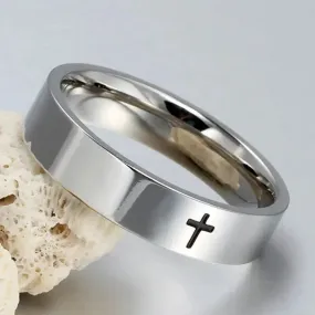 MOREDEAR6mm Stainless Steel Cross Ring Christian Jesus Christ Lord Prayer for Men and Women