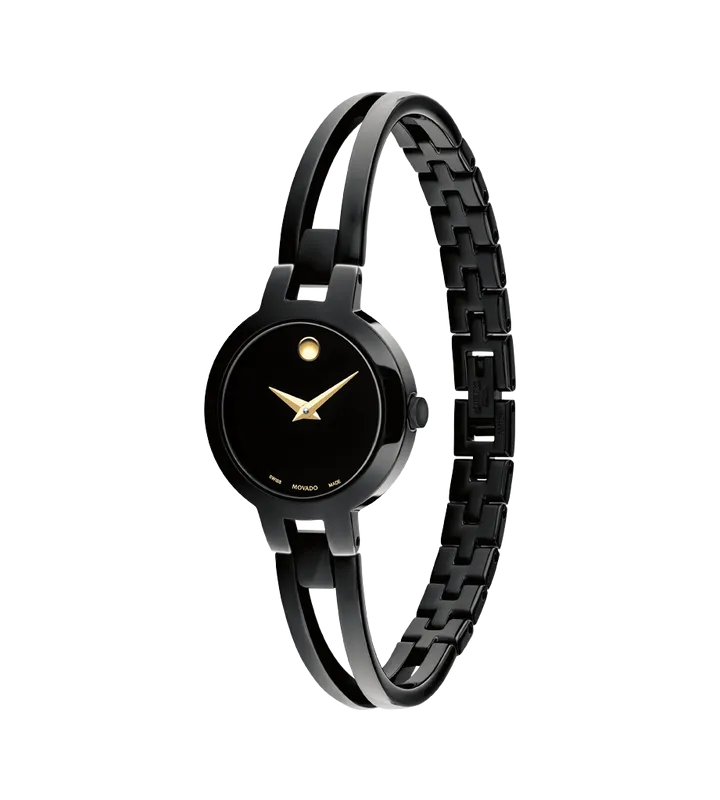 Movado Amorosa Black Dial Bangle Watch 0607795