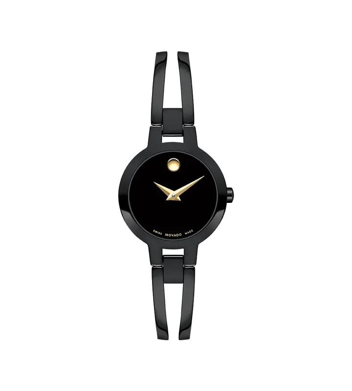 Movado Amorosa Black Dial Bangle Watch 0607795