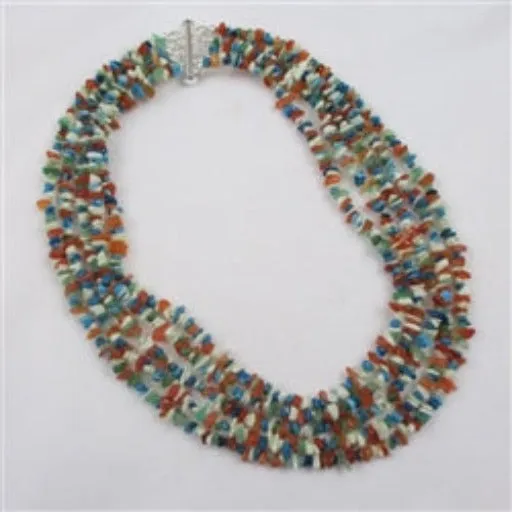 Multi-strand  Mini Chip Gemstone Necklace