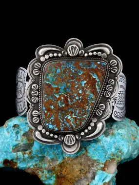 Native American Sterling Silver Royston Turquoise Thunderbird Bracelet
