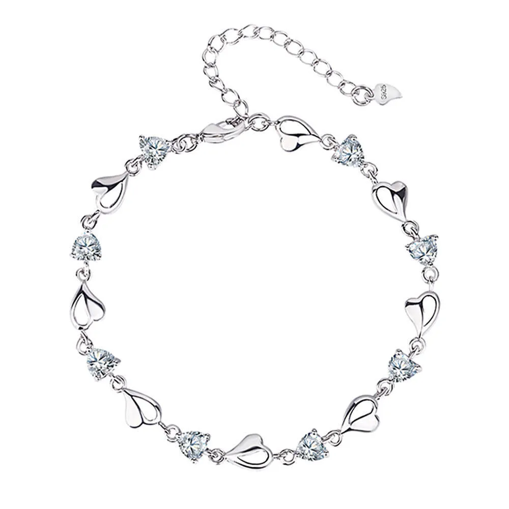 Natural Amethyst Crystal Zircon Heart-shaped Bracelet