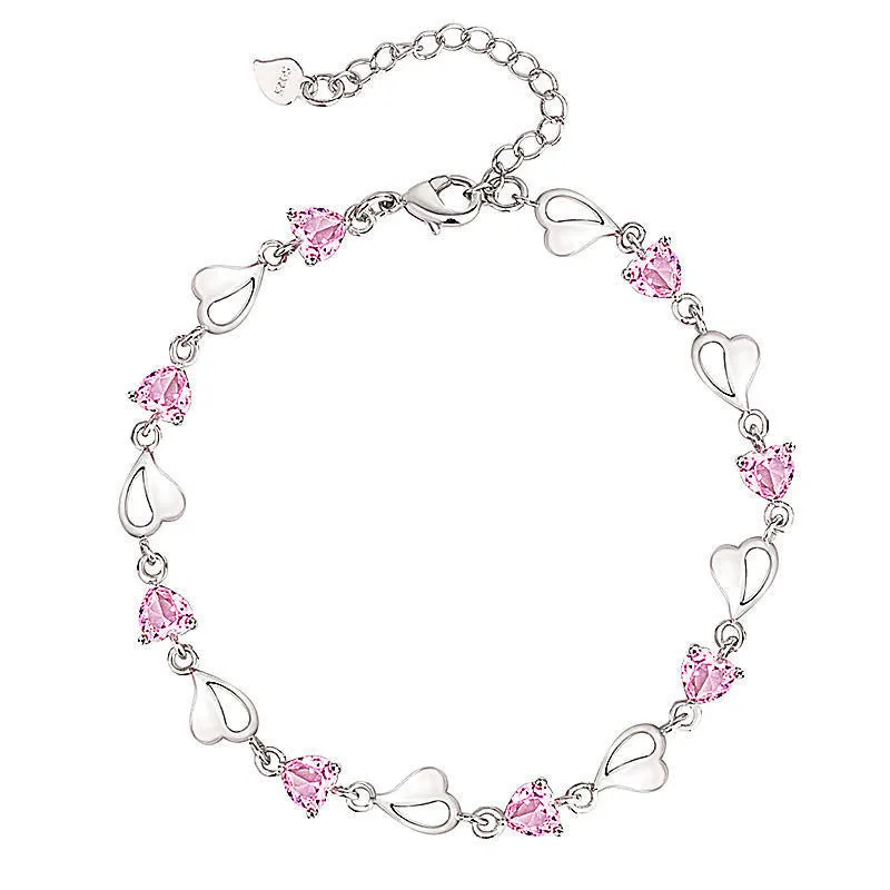 Natural Amethyst Crystal Zircon Heart-shaped Bracelet