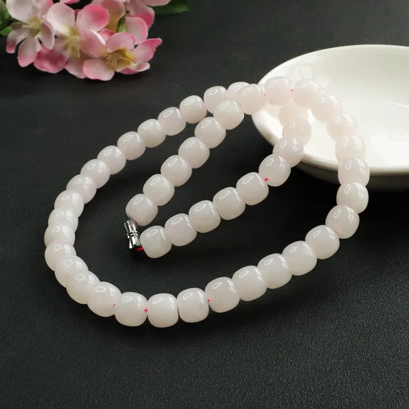 Natural Hetian Jade Necklace Lotus Root Powder Bead Chain Jade