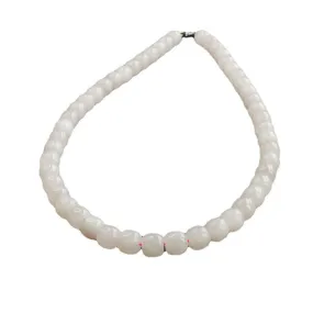 Natural Hetian Jade Necklace Lotus Root Powder Bead Chain Jade