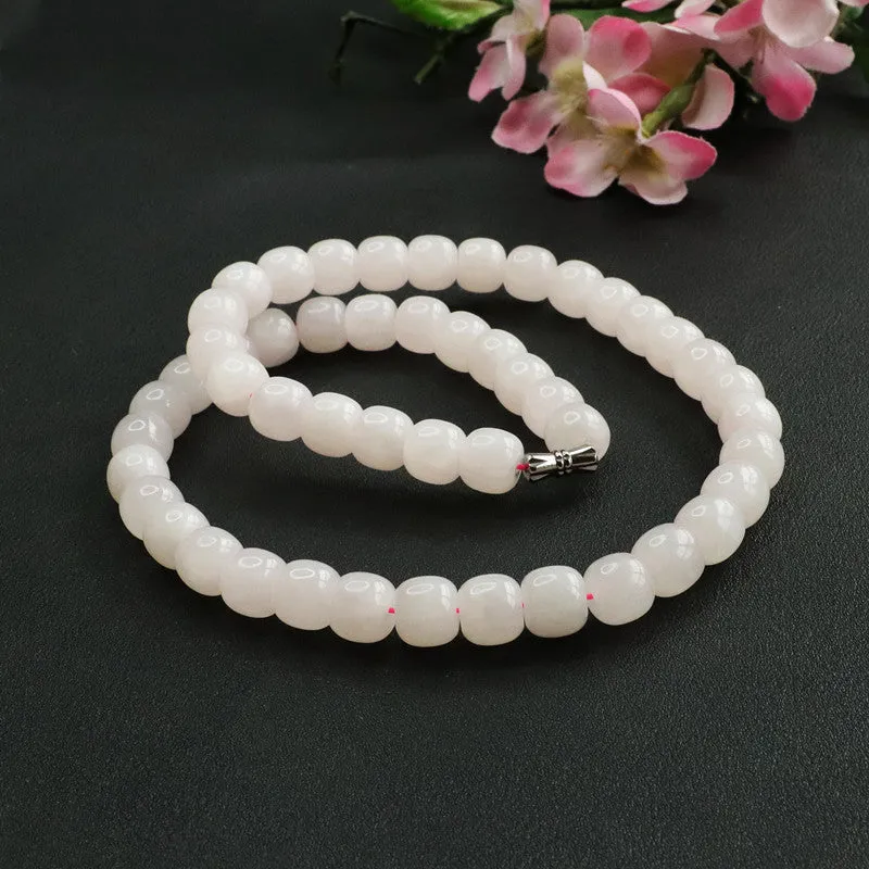 Natural Hetian Jade Necklace Lotus Root Powder Bead Chain Jade