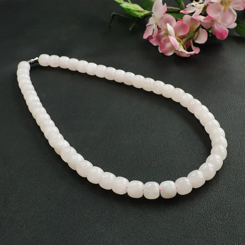 Natural Hetian Jade Necklace Lotus Root Powder Bead Chain Jade