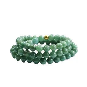 Natural Jade Necklace A Grade Oil Green Bead String Bracelet 9mm Jade