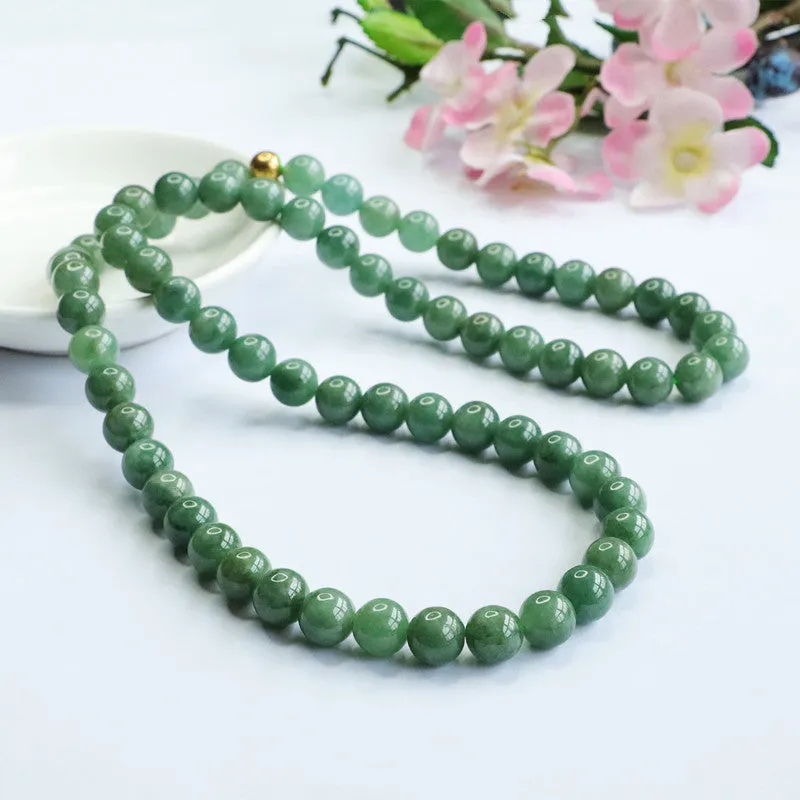 Natural Jade Necklace A Grade Oil Green Bead String Bracelet 9mm Jade