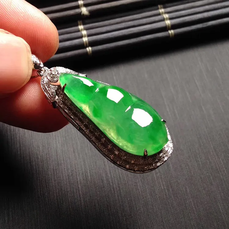 Natural Jade Pendant Jadeite Gold Pendant PT491