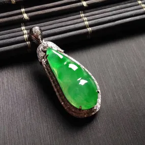 Natural Jade Pendant Jadeite Gold Pendant PT491