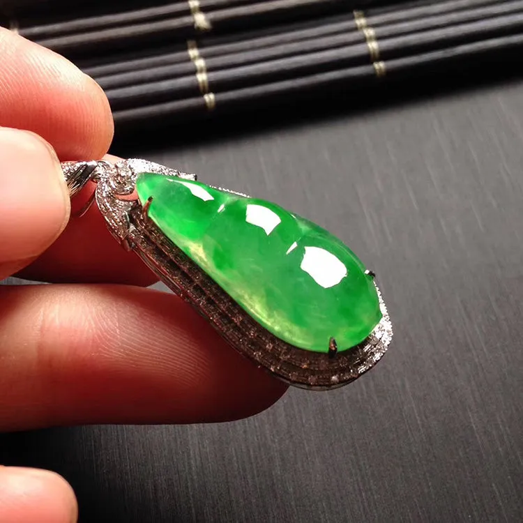 Natural Jade Pendant Jadeite Gold Pendant PT491