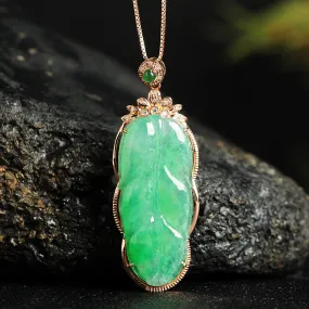 Natural Jade Pendant Jadeite Gold Pendant PT62