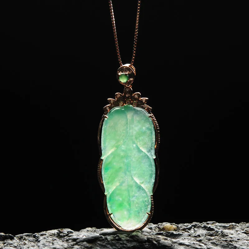 Natural Jade Pendant Jadeite Gold Pendant PT62