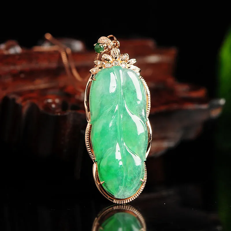 Natural Jade Pendant Jadeite Gold Pendant PT62