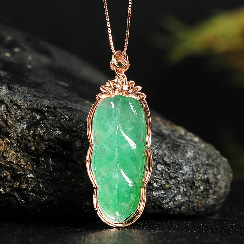 Natural Jade Pendant Jadeite Gold Pendant PT62