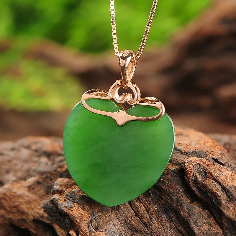 Natural Jade Pendant Nephrite Gold Apple Pendant PT127