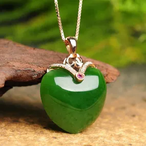 Natural Jade Pendant Nephrite Gold Apple Pendant PT127