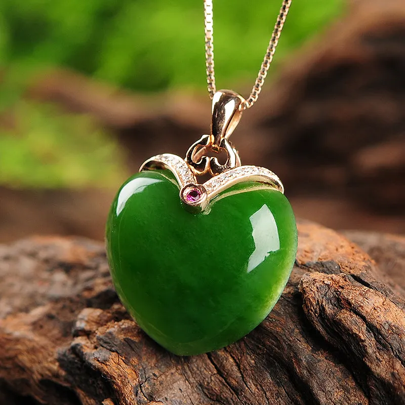 Natural Jade Pendant Nephrite Gold Apple Pendant PT127