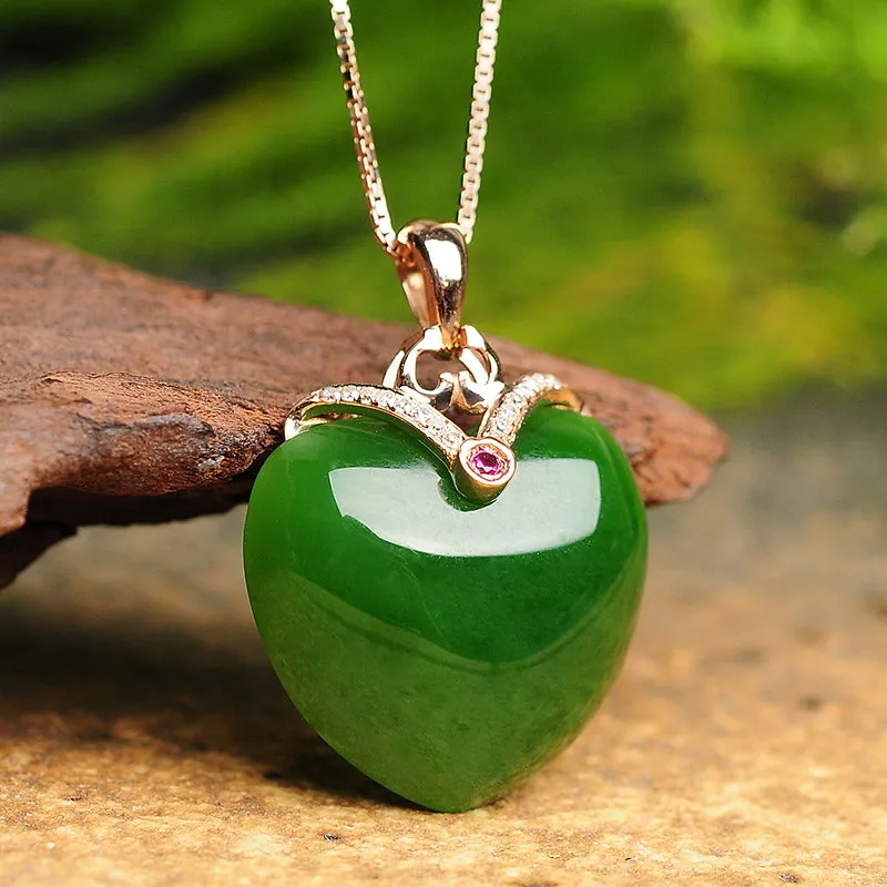 Natural Jade Pendant Nephrite Gold Apple Pendant PT127