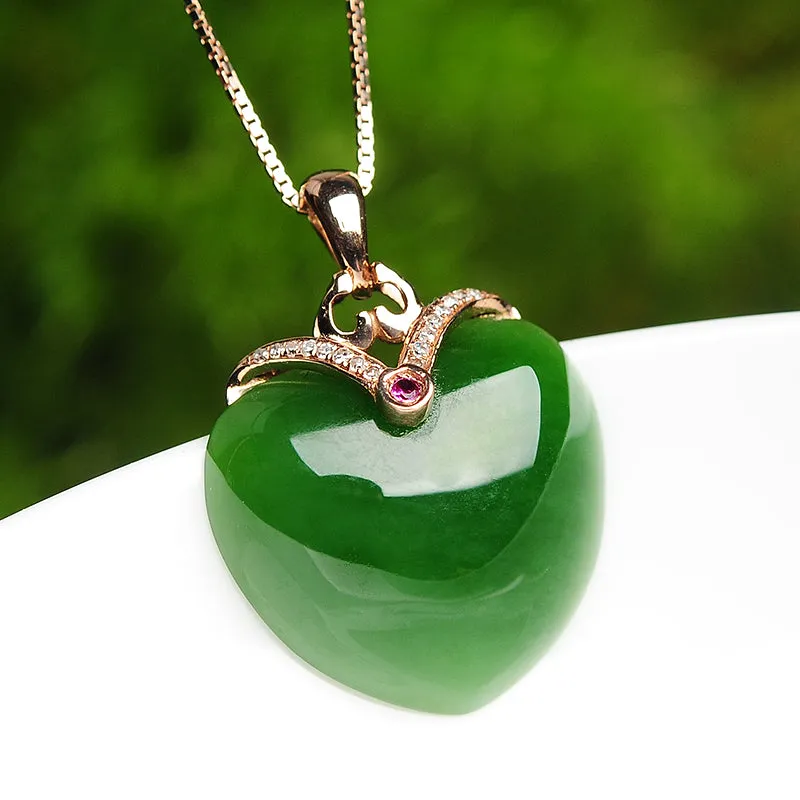Natural Jade Pendant Nephrite Gold Apple Pendant PT127