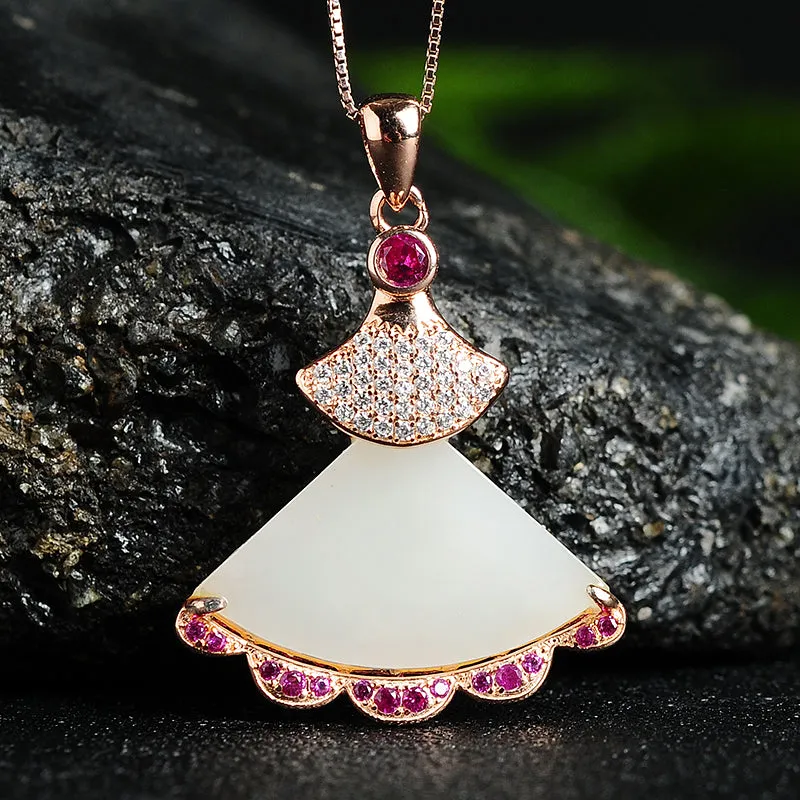 Natural Jade Pendant Nephrite Silver Pendant PT171