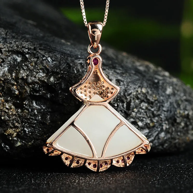 Natural Jade Pendant Nephrite Silver Pendant PT171