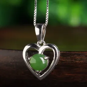 Natural Jade Pendant Nephrite Silver Zircon Pendant ZPT235