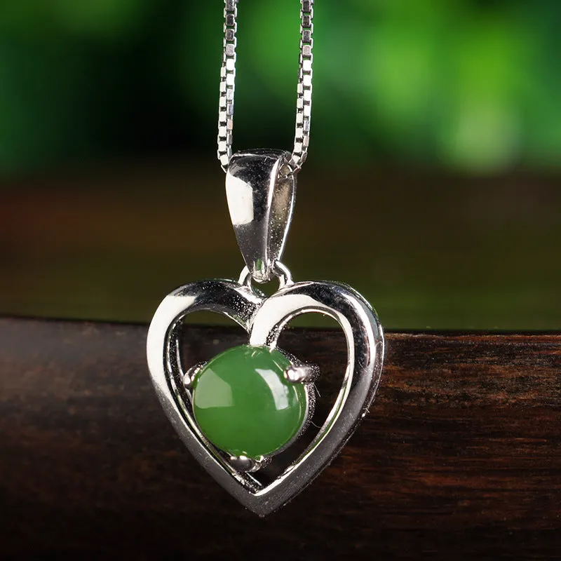 Natural Jade Pendant Nephrite Silver Zircon Pendant ZPT235