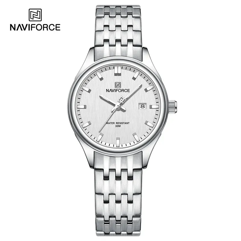NAVIFORCE 8039 Stainless Steel Strap Fashion Business Luminous Wristwatch Male and Female Waterproof Quartz Watches For Couple