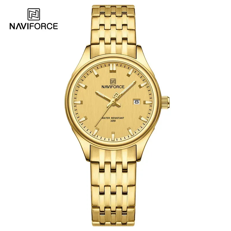 NAVIFORCE 8039 Stainless Steel Strap Fashion Business Luminous Wristwatch Male and Female Waterproof Quartz Watches For Couple