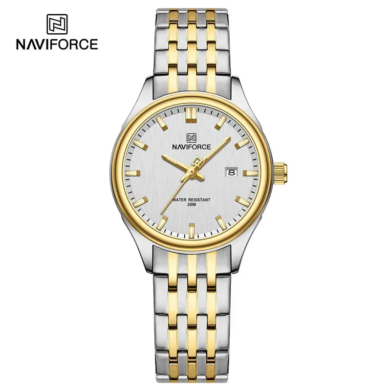 NAVIFORCE 8039 Stainless Steel Strap Fashion Business Luminous Wristwatch Male and Female Waterproof Quartz Watches For Couple