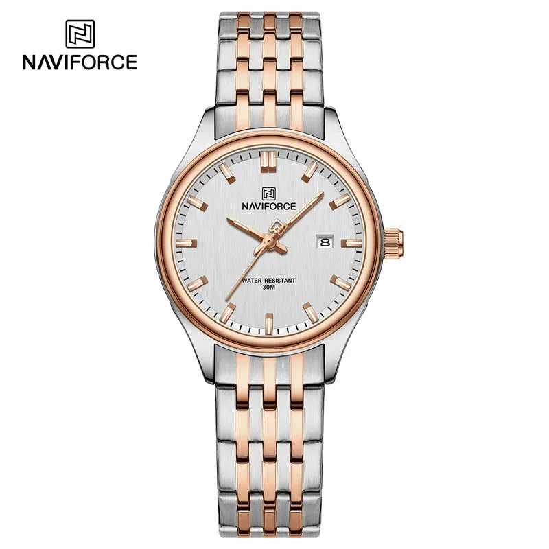 NAVIFORCE 8039 Stainless Steel Strap Fashion Business Luminous Wristwatch Male and Female Waterproof Quartz Watches For Couple