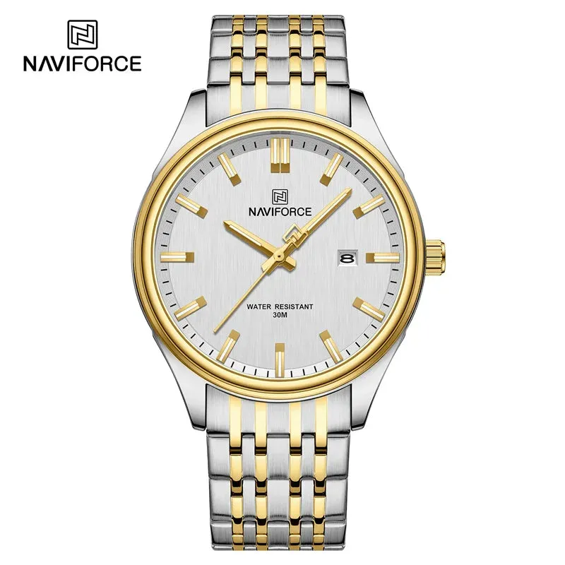 NAVIFORCE 8039 Stainless Steel Strap Fashion Business Luminous Wristwatch Male and Female Waterproof Quartz Watches For Couple
