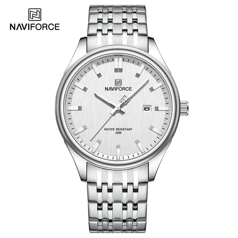 NAVIFORCE 8039 Stainless Steel Strap Fashion Business Luminous Wristwatch Male and Female Waterproof Quartz Watches For Couple