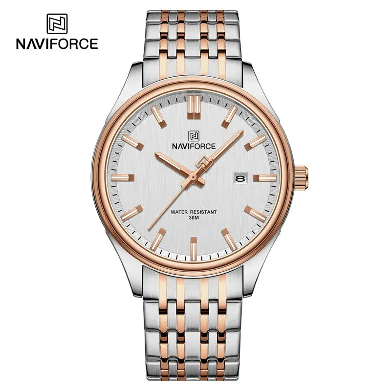 NAVIFORCE 8039 Stainless Steel Strap Fashion Business Luminous Wristwatch Male and Female Waterproof Quartz Watches For Couple