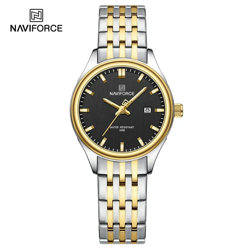 NAVIFORCE 8039 Stainless Steel Strap Fashion Business Luminous Wristwatch Male and Female Waterproof Quartz Watches For Couple