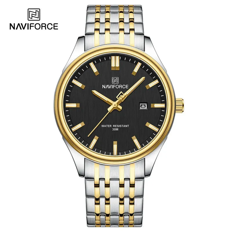 NAVIFORCE 8039 Stainless Steel Strap Fashion Business Luminous Wristwatch Male and Female Waterproof Quartz Watches For Couple