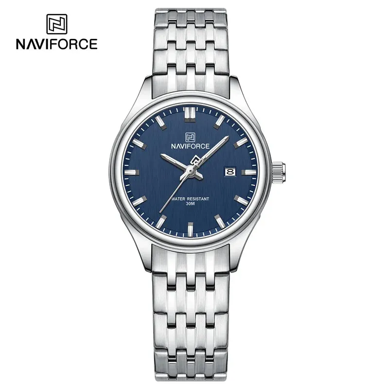 NAVIFORCE 8039 Stainless Steel Strap Fashion Business Luminous Wristwatch Male and Female Waterproof Quartz Watches For Couple