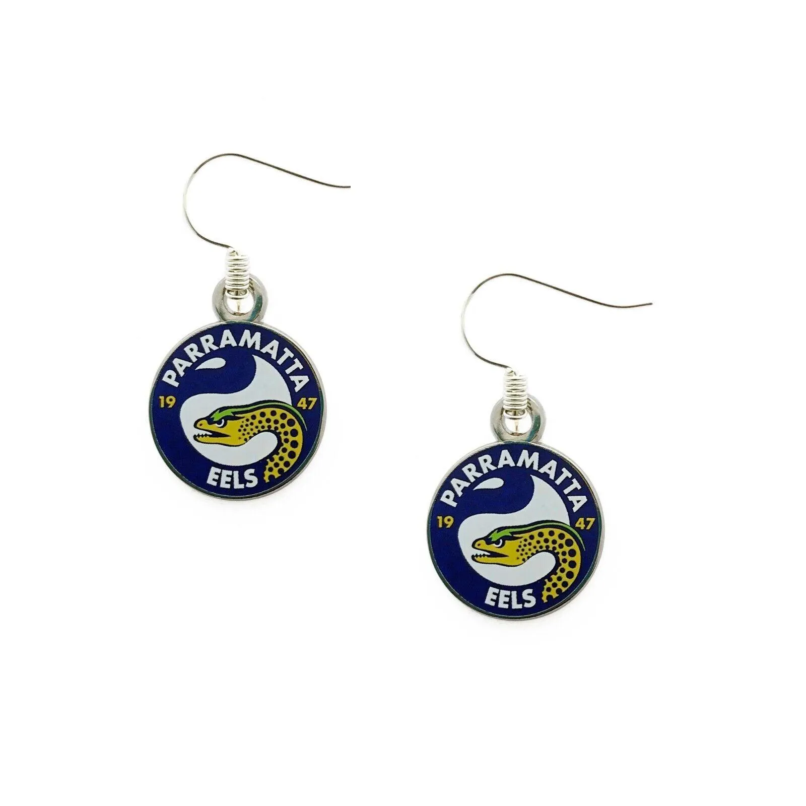 NRL Logo Metal Earrings - Paramatta Eels - Surgical Steel - Drop Earrings
