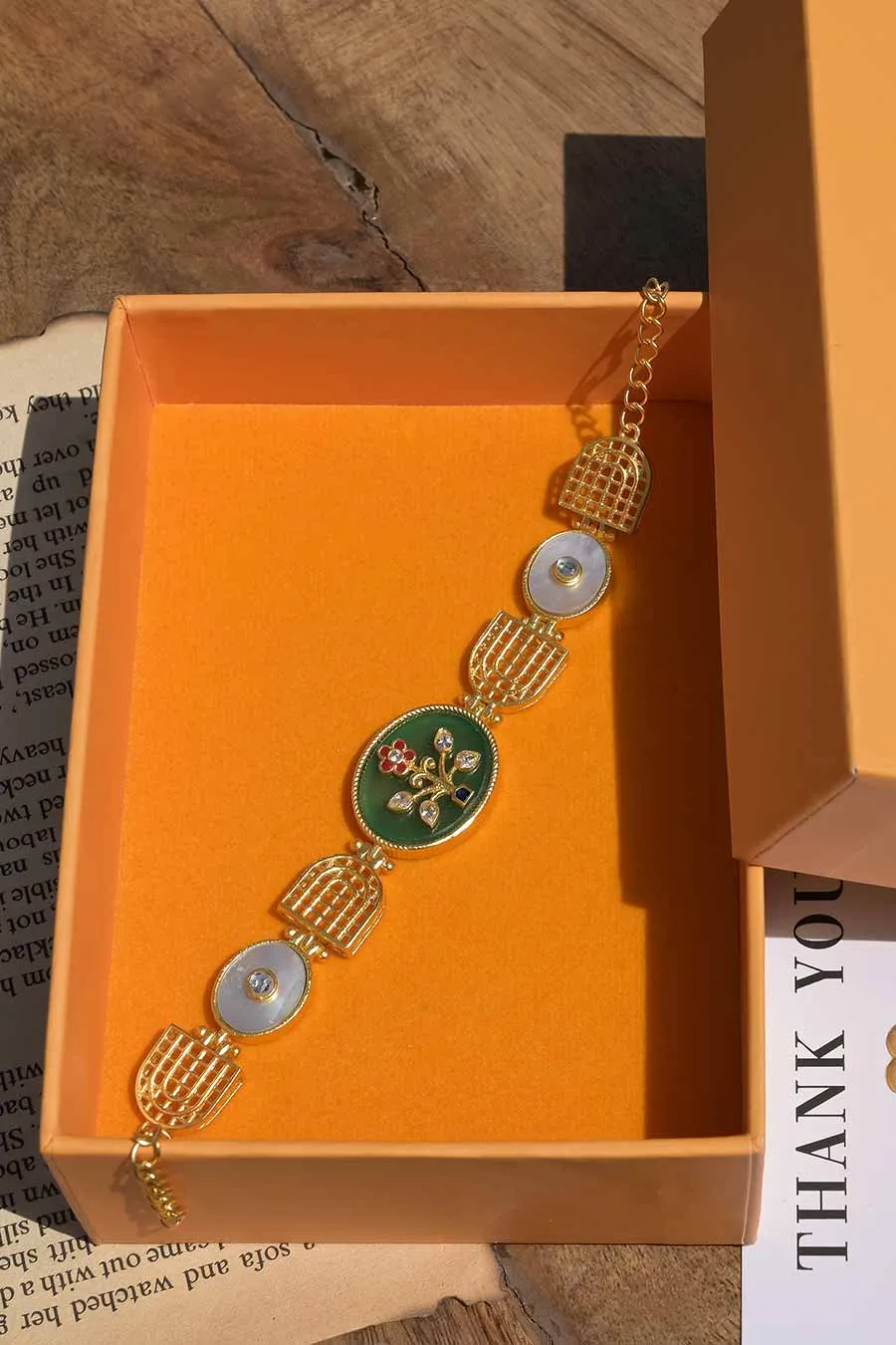 Onyx Modern Begum Gold Plated Bracelet