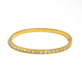 Openable Thin White Zircon Plated Gold Bracelet JLTB0635
