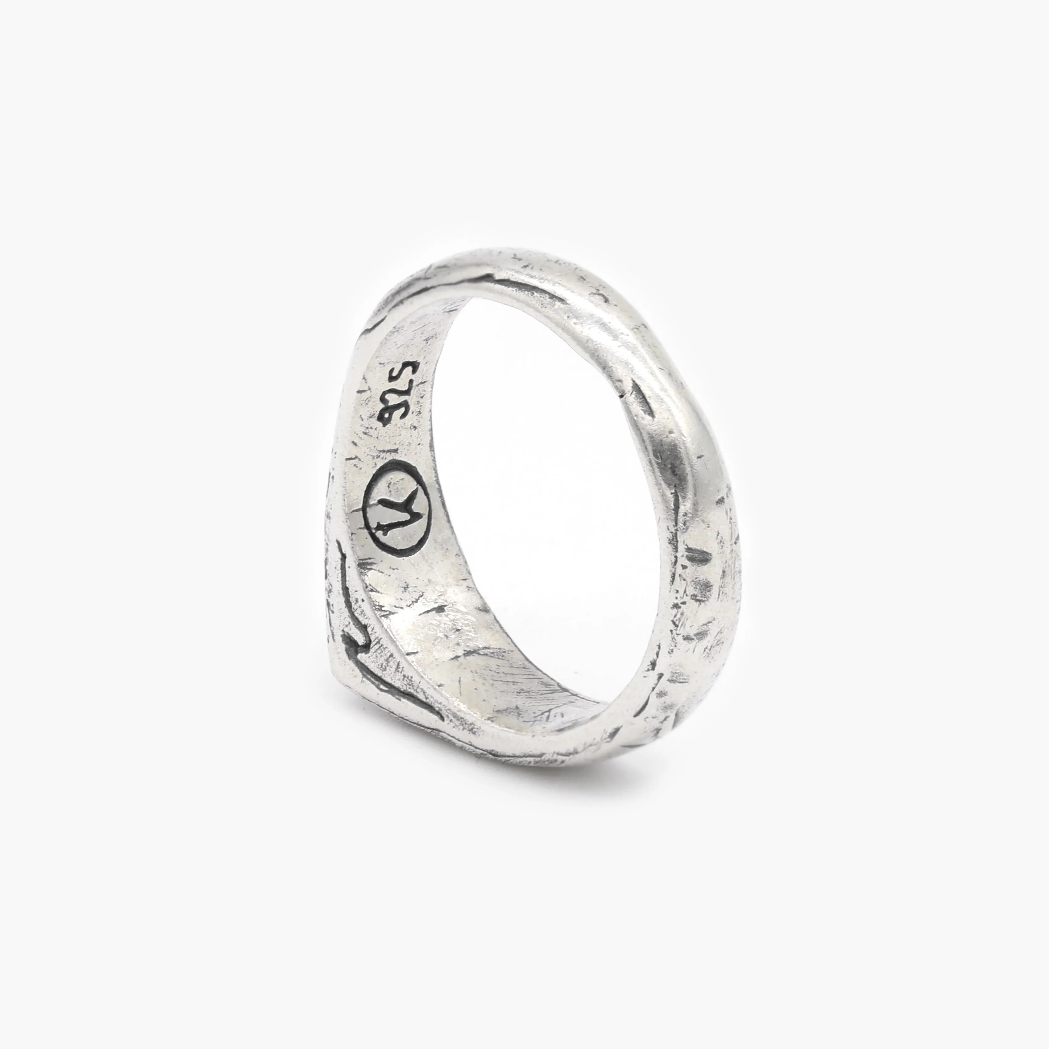 Palm Tree And Garnet Gemstone Sterling Silver Ring