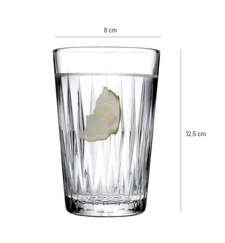 Pasabahce Luzia Glass Water Glass from House of Pasabahce The Original Pasabahce from Turkey, Transparent Luzia Water Glass Set, 350 ml in Set of 6 Pcs, Perfect fit for Water/Juice.